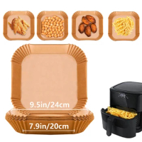 Square Air Fryer Paper Liner Oil-proof Airfryer Disposable Trays Air Fryers Without Oil Baking Paper For Manga Grill Pizza Plate