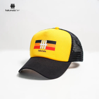 Hakumata - Topi Trucker Jaring Sablon Waterbase Hitam Kuning Flag