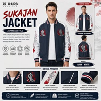 Jaket Sukajan Pria Navy White Japanese Style | Bomber Jacket Bordir Jepang Premium I A589 Navy XL