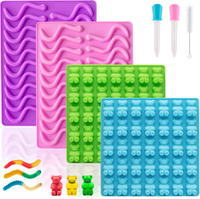 Large Gummy Bear and Worm Mold Silicone Candy Gummy Molds for Kids Non-Stick Chocolate Molds BPA Fre