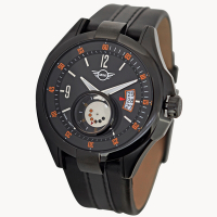 MINI Swiss Watches 石英錶 45mm 黑底橘數字錶面 黑色皮錶帶