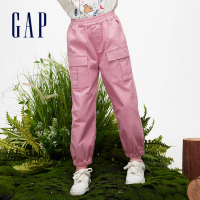 【GAP】女童裝 Logo束口鬆緊工裝褲-粉紅色(891983)