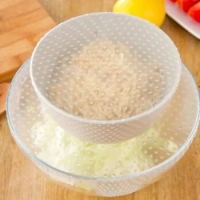 4Pcs/set Sealed Silicone Cling Film Fresh Food Cover Wrap Kitchen Stretch Fresh Keeping Container Lid Wrap Tool Kitchen Tool