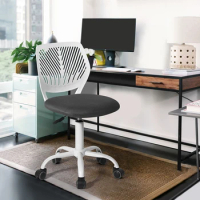 Modern Grey and White Plastic Office Chair for Comfortable Task Work | Stylish and Ergonomic Task Chair in Grey &amp; White | Sleek