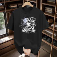 Kaos katun lengan pendek bermotif wajah manusia karton animasi dan sastra Jepang pria Distro Oblong 