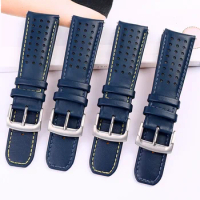 For CITIZEN Blue Angel Men Radio Wave Watch AT8020-54L/8020-03L/JY8078 curved end Genuine Leather Watchband Bracelet Strap 22 23
