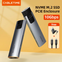 CABLETIME SSD Case M.2 NVME SATA Dual Protocol Case Enclosure USB 3.1 Gen 2 10Gbps 2TB External PCIE NGFF Type C SSD Box C436