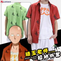 Anime One Punch Man cosplay costume Kyoto outfit Oppai T-shirt men Tops One-Punch Man tee shirt short sleeve coat