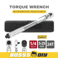 TW-525 1/4\ 5-25NM 1/4 Inch Drive Torque Wrench Ratchet Wrench Hand Tool Tork Wrench Torque ( Silver