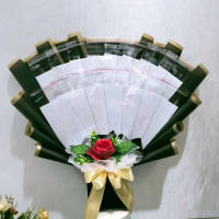Kerangka Buket Uang isi 15 Lembar bunga mawar kuncup artificial gratis kartu ucapan Hadiah