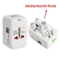 New Universal International Plug Adapter 2 USB Port World Travel AC Power Charger Adaptor with AU US UK EU converter Plug