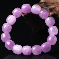 珍藏級-丁香紫紫鋰輝老型珠手鏈女款 天然濃紫貓眼紫鋰輝手串飾品