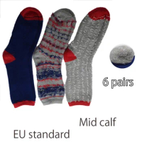 12PCS=6pairs EU38-42 Men women plus size thermal socks padded warm winter socks cotton towel winter Couple socks