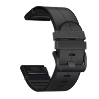 22mm 26mm Silicone Leather Quickfit Wrist Strap For Garmin Fenix 7X 6X 5X Smart Watch Bracelet Band For Garmin Fenix 7 6 5 Plus