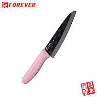 FOREVER日本製造鋒愛華櫻花限定款陶瓷刀16CM(黑刃粉柄)