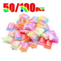 50/100pcs Bulk Wholesale Sweets Candy Resin Charms Solid Gradient Christmas Sugar Pendant For Earring Keychain Diy Jewelry Make