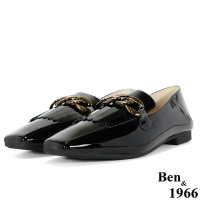 Ben&amp;1966高級頭層牛漆皮流行流蘇樂福鞋-黑(208291)