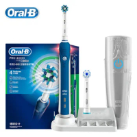 Oral B Pro 4000 3D Smartseries Ultrasonic Electric Toothbrush with Visible Pressure Sensor Power 4 Modes Waterproof Rechargeable