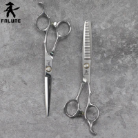 FnLune 6 9Cr18MoV Professional Hair Salon Scissors Cut Barber Tool Haircut Thinning Shear Hairdressing Scissors Barber Supplies