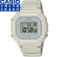 【CASIO 卡西歐】卡西歐多功能粉系大型電子錶-粉白(W-218HC-8A 台灣公司貨全配盒裝)
