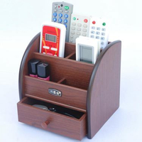 遙控器收納盒客廳茶幾家用化妝品辦公桌面木質小抽屜式手機置物架
