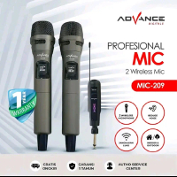 Advance Profesional Mic Duo Karaoke Hitam Wireless Bluetooth MIC-209 2 Mikrofon Nirkabel Reduce Nois
