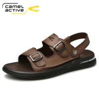 Camel Active 2022 New Summer Men's Sandals Casual Outdoor Beach Shoes Genuine Leather Men Sandals Man chaussure homme Male Flats
