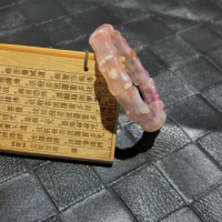 【佰財水晶珠寶】天然櫻花瑪瑙寬12mm竹節手排(手排飾品)