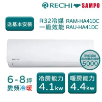 【聲寶瑞智RECHI】 HA系列 6-8坪 一級變頻冷暖分離式冷氣 RAM-HA41DC/RAU-HA41DC