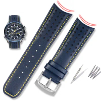 For CITIZEN Blue Angel Men Radio Wave Watch AT8020-54L/8020-03L/JY8078 Watchband curved end Genuine Leather Bracelet 22 23 Strap