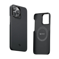 【PITAKA】iPhone14 ProMax 航太纖維600D 磁吸手機殼黑灰款(史上最薄MagSafe)