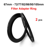 2pcs Step Up Ring Filter Adapter Ring Aluminum alloy Universal 67mm-72/77/82/86/95/105mm