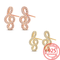 Music Element Accessories 925 Sterling Silver Gold Rose Gold Earphone Notes K Gold Earrings Classic Matching Jewelry Gift