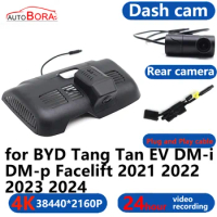 AutoBora 4K Wifi 3840*2160 Car DVR Dash Cam Camera 24H Video Monitor For BYD Atto 3 Yuan Plus 2022 2023 2024