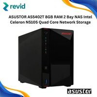 Asustor AS5402T, 2 Bay NAS, Intel Quad-Core 2.0GHz CPU, 4X M.2 NVMe SSD Slots, 2x2.5GbE Ports, 4GB D
