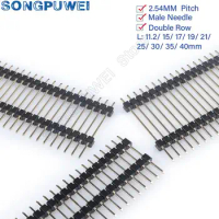 10PCS 2.54mm Double plastic Single Row Male 40P PCB Board Pin Header Connector Pinheader 1*40p Long 11.2/15/17/19/21/25/30/40mm
