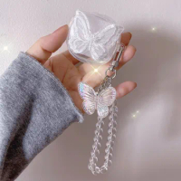 For Samsung Galaxy Buds 2 Pro / Buds Live case Lace Butterfly WristChain Earphone Cover Galaxy Buds PRO Soft Clear Protect Case