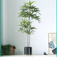 115cm Tropical Tree Simulation Ficus Large Artificial Plants Branch Fake Banyan Tree Plastic Leaves For Home Garden Shop Decor