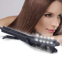 Electric LCD Hair Straightener Ceramic 2 In 1 Flat Hair Iron Professional Steam Hair Iron