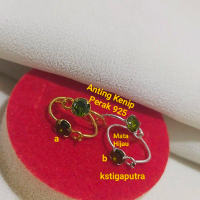 Anting Kenip Bayi,anak Mata Hijau Perak 925