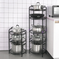 廚房置物架放鍋架子落地多層轉角架放電飯煲架黑色廚具收納架鍋架