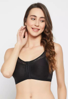 Clovia Clovia Non-Padded Non-Wired Spacer Cup Easy-On Front Open Full Figure Bra in Black - Cotton R