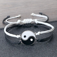 New 2Pcs/Set Wax Line Taichi Braided Bracelet Women Men YinYang Balance Healing Couple Bracelet&amp;Bangles Chain Jewelry Pulsera