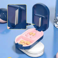 Small Pill Cutter Portable Medicine Box Pill Tablets Container Waterproof Travel Case Pill Splitter Cuts Vitamins Tablet
