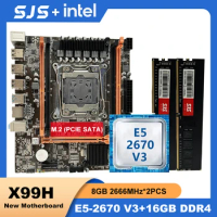 SJS X99 Motherboard combo Kit Set with Intel Xeon E5 2670 V3 CPU LGA 2011-3 Processor DDR4 16GB ( 2 x 8gb) 2666Mhz Memory
