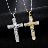 Simple And Stylish Zircon Jesus Cross Pendant Necklace, Religious Hip-Hop High-End Necklace, Delicat