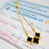 gelang serut clover terlaris emas muda super mewah dan elegan free surat