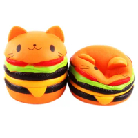 Cat Hamburger Jumbo Squishy Phone Straps with Charm Slow Rising Soft Toys