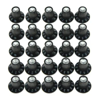 KAISH 50 Pcs Guitar AMP Knob Amplifier Skirted Knobs Black w/ Silver Top Fits for Fender
