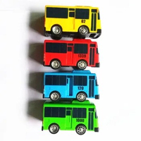 4pcs/set Tayi Bus Korean Anime Oyuncak Car Model Mini Plastic Pull Back Blue Green Yellow Red Tayo Bus for Kids Gift